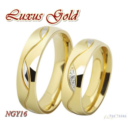 Nemesacél kő nélküli karika gyűrű luxus gold 